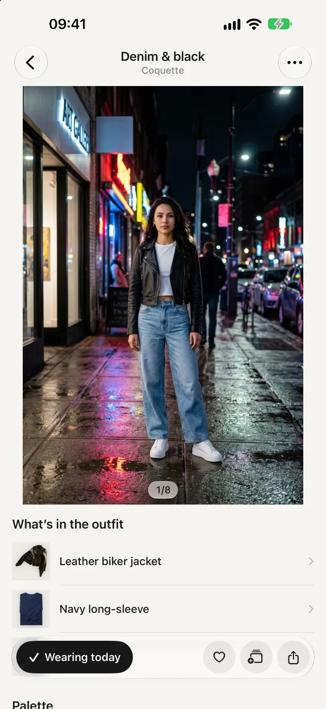An AI frame of a person in the chosen outfit